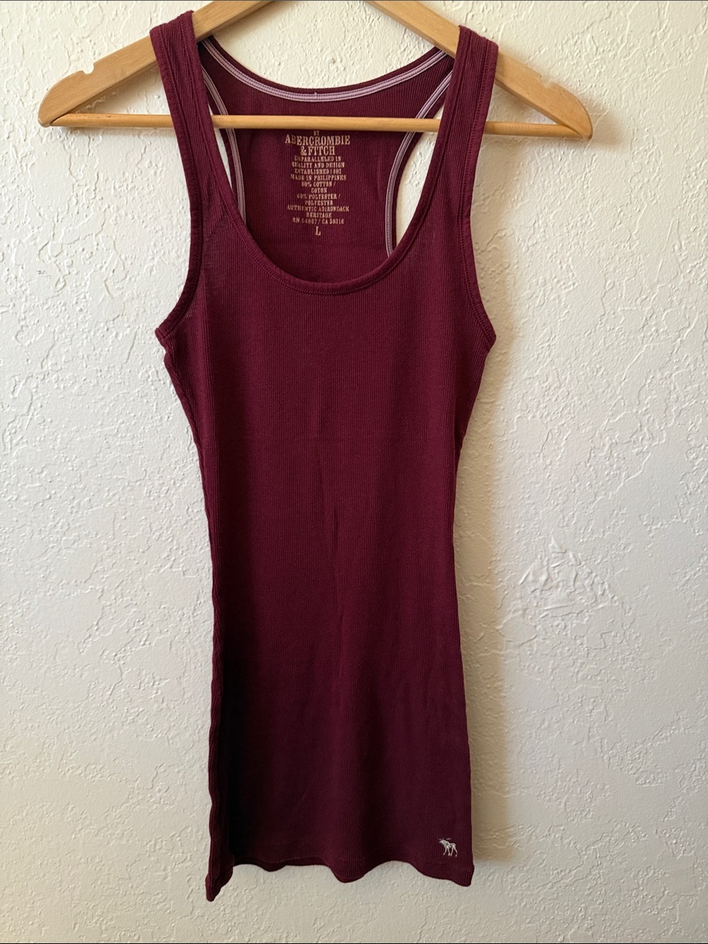 Abercrombie & Fitch Y2K Vintage Ribbed Tank Top Racerback Burgundy Scoop Neck L